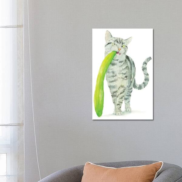 iCanvas "Tabby Cat And Cucumber" by Alexey Dmitrievich Shmyrov Canvas